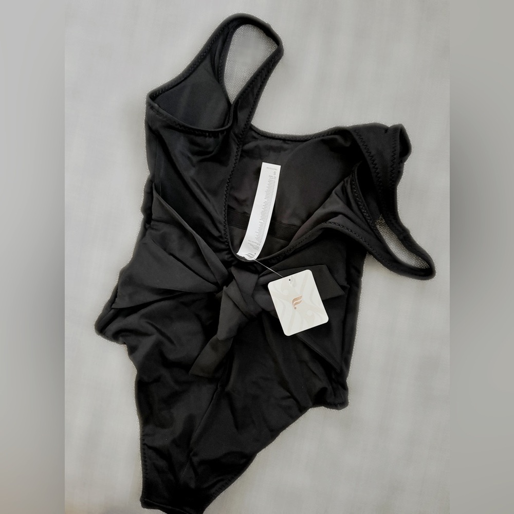 Fabletics Scoop Tie Back Shaping One-Piece Swimsuit, Black, Size Small